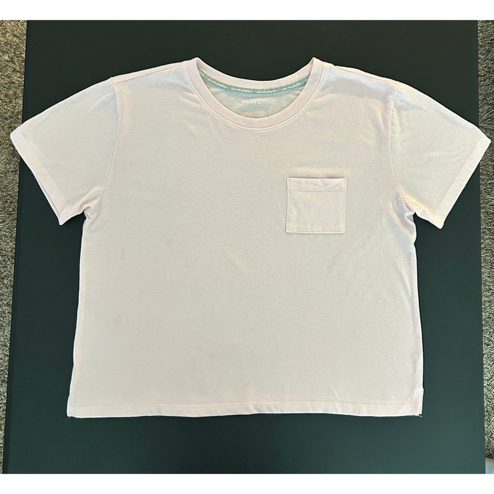 Joyspun Womens Pink Short Sleeve Pocket Lounge T-Shirt Size L 12-14 (1442)